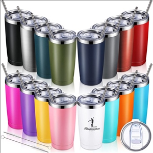 Insulated Travel Tumblers 20 Oz Stainless Steel Tumbler Cup with Lid and Straw Powder Coffee Mug